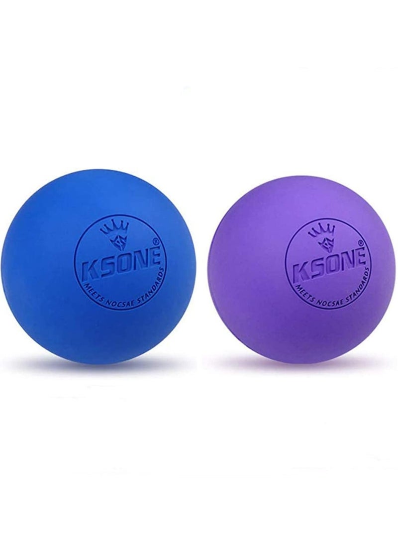 Massage Balls/Lacrosse Massage Balls/Suitable for Myofascial Release/Full Body Relax Trigger Point/Manual Massage Balls (Blue+Purple) 2pack - Image 1
