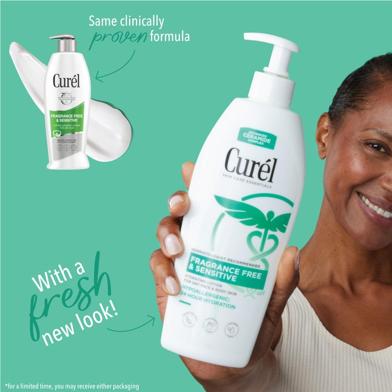 Curel Fragrance Free Comforting Body Lotion, Unscented Dry Skin Moisturizer for Sensitive Skin, with Advanced Ceramide Complex, Repairs Moisture Barrier, 20 oz - Image 2