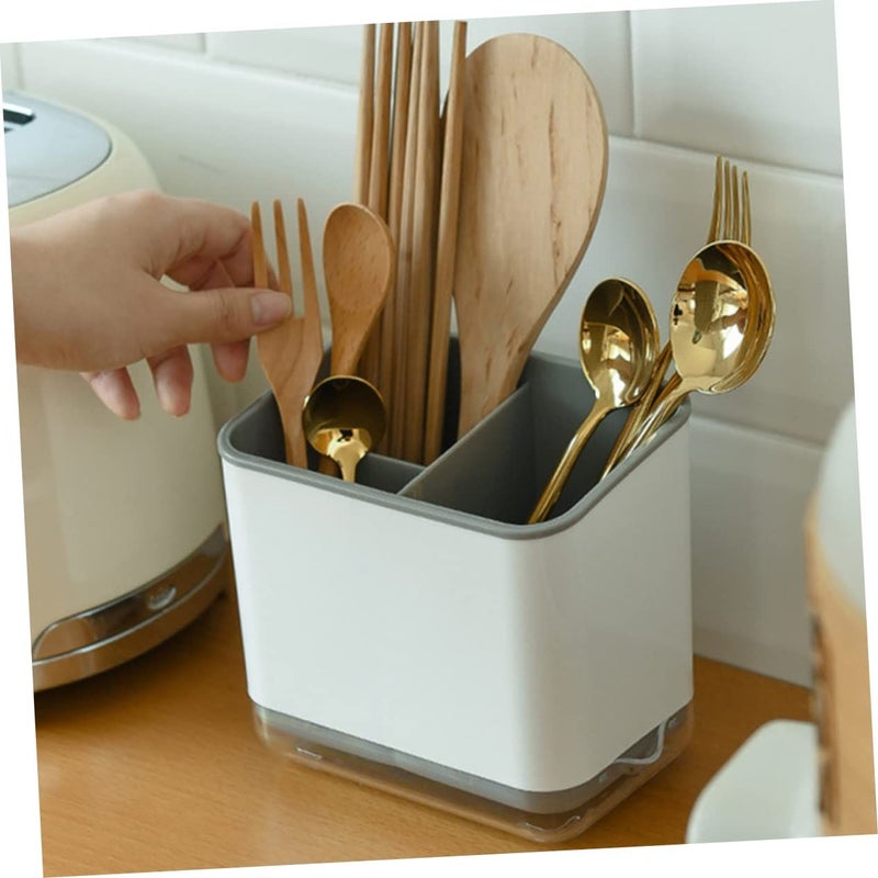 Detachable Utensil Drainer Rack With Transparent Base Gray Multifunctional Space Saving Storage Shelf - Image 3