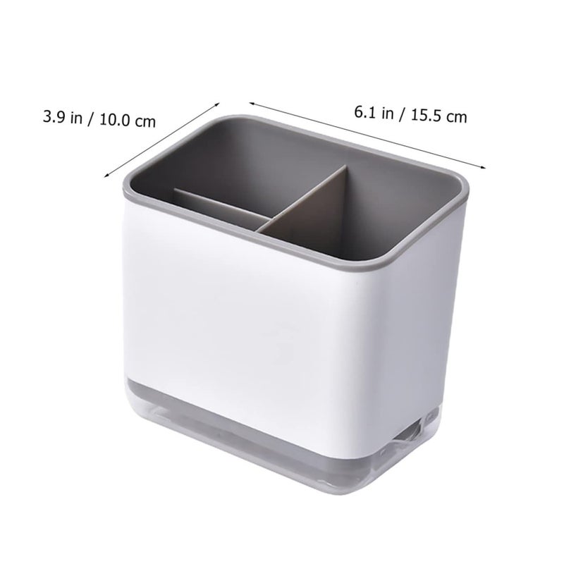 Detachable Utensil Drainer Rack With Transparent Base Gray Multifunctional Space Saving Storage Shelf - Image 4