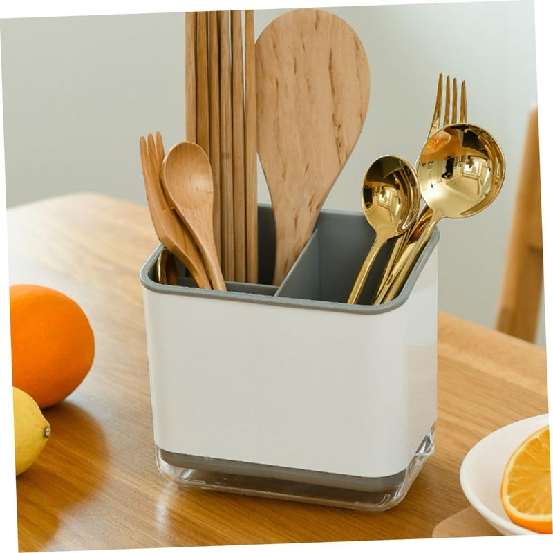 Detachable Utensil Drainer Rack With Transparent Base Gray Multifunctional Space Saving Storage Shelf - Image 5