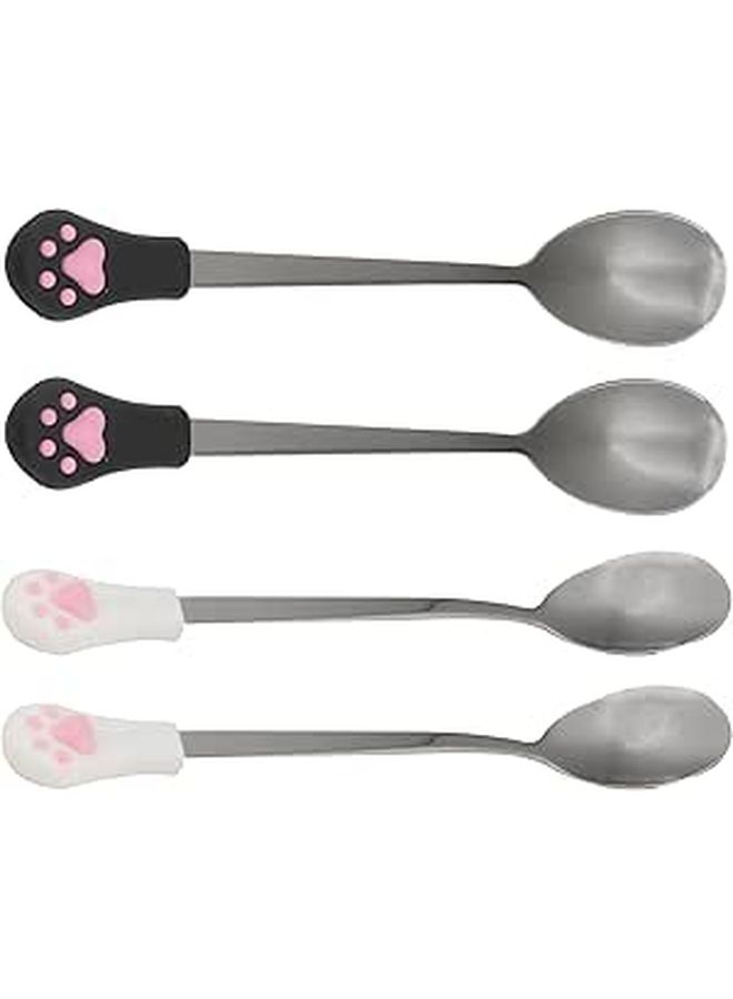 4pcs Stainless Steel Dog Cutlery Spoon Set For Serving Canned Pet Food Treats - Image 1