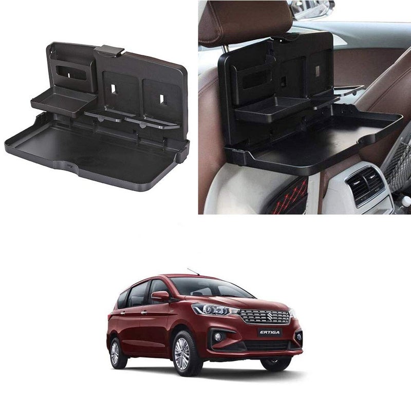Oshotto (FT-02) Car Backseat Food Travel Dining Meal & Snaks Tray & Cup Holder Compatible with Maruti Suzuki Ertiga (Black) - 1 Piece