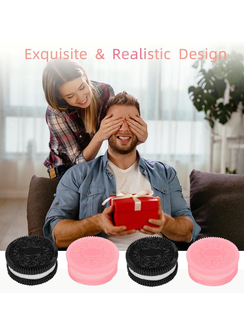 NajmStyle - 2 Pcs Taba Squeeze Toys, Biscuit fufu Stress Relief Squishy Toys, Ultra-Soft Decompression Venting Toy, Taba Squishy Dessert Kawaii New Fidget, Black & Pink - Image 1