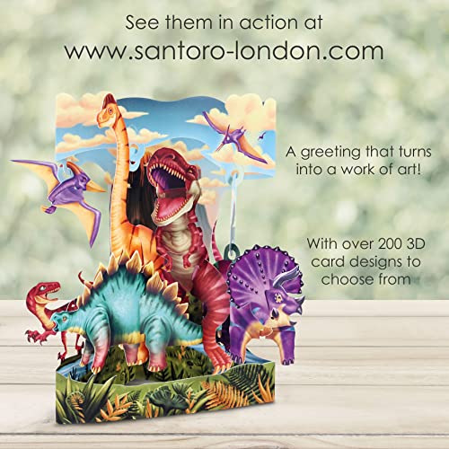 SANTORO Swing Card, 3D Pop Up Greeting Card - Dinosaurs - For Boys, Kids, Son, Grandson | Dinosaur Card For Birthday (Land of the Dinosaurs) - Image 4