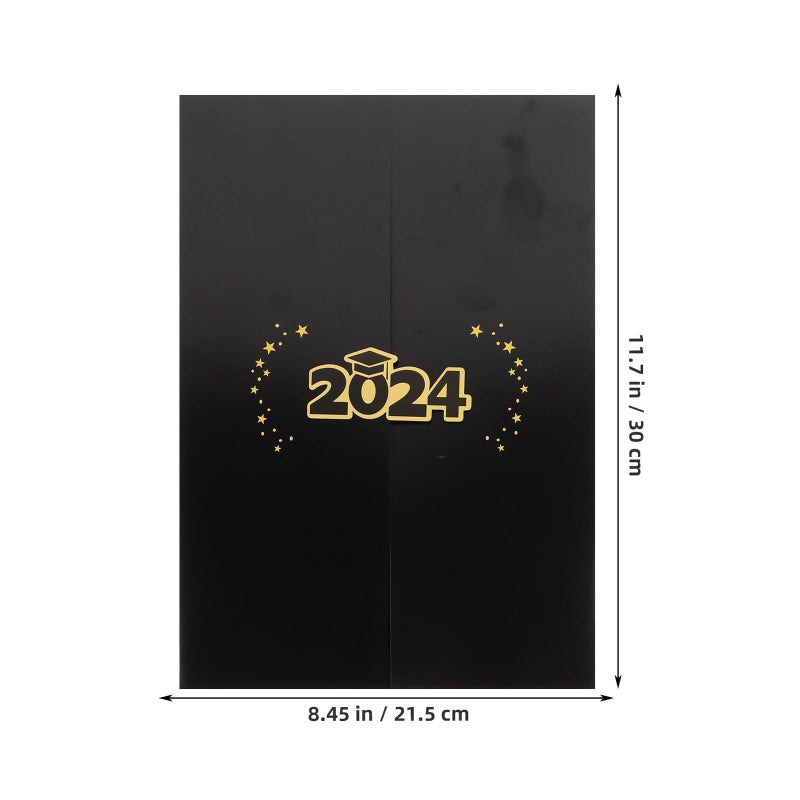 دفتر ضيوف التخرج دفتر توقيع خريجي 2024 أسود 3 أضعاف تذكار حفل هدية - Image 3