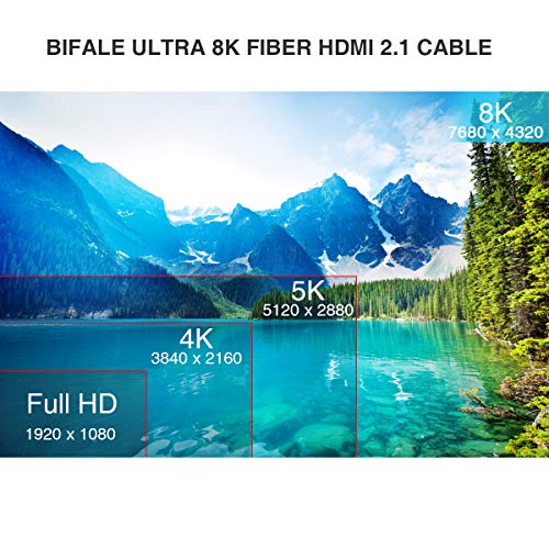 BIFALE 8K Fiber Optic HDMI 2.1 Cable 50ft, Support 8K@60Hz, 4K@120Hz, 48Gbps, eARC Compatible with PS5/4, Xbox Series X, RTX 3080/3090, Denon AV Receiver, HDMI Cable 50ft - Image 2
