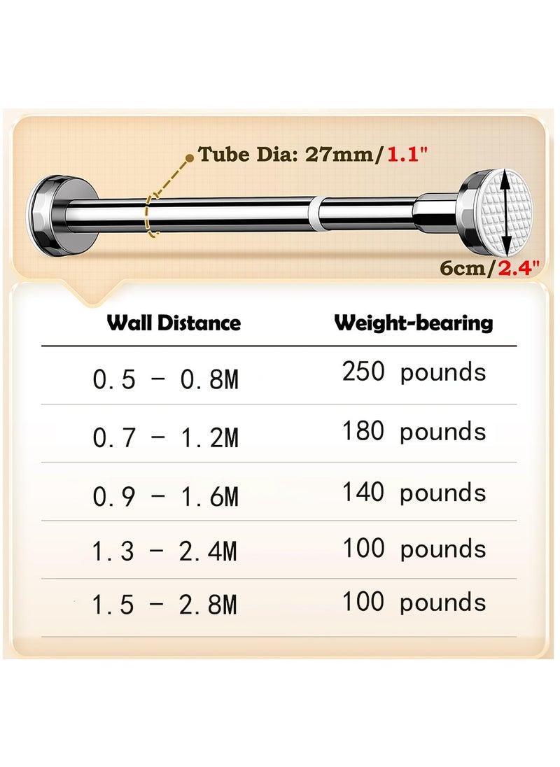 Arabest - Heavy Duty Closet Tension Rod Adjustable Hanging Clothes Organizer for Bathroom Wardrobe Balcony Closet Rods No Drilling Room Divider Rack (0.7 - 1.2 M) - Image 1