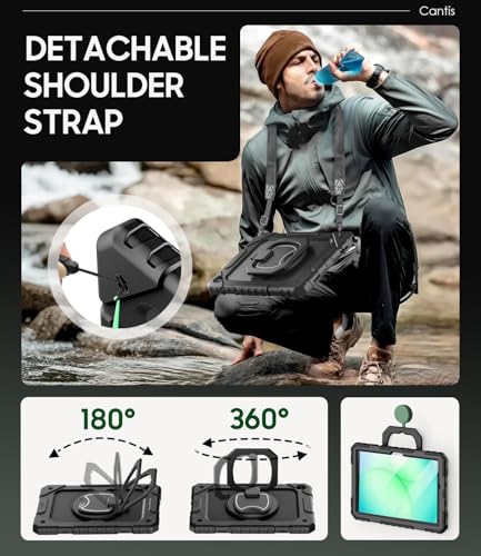Cantis Case for Samsung Galaxy Tab A11 Plus 11 Inch 2026 (SM-X230/X236/X238), Shockproof Case for Tab A11+ with Screen Protector/Rotating Stand/Pen Holder/Shoulder Strap, Black - Image 5