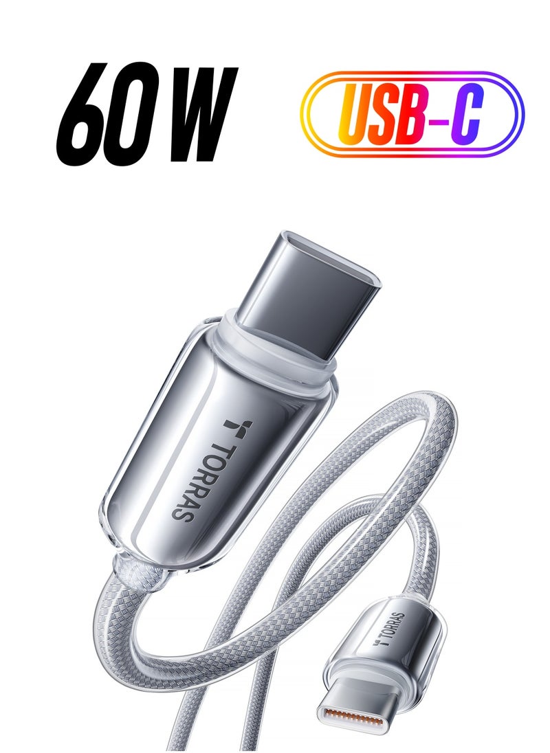 TORRAS USB-C To USB-C Cable 60W (2m), Mil-Grade Tested USB-C Charger Cable Fast Charge for iPhone 16/Plus/Pro/Pro Max, iPhone15/Plus/Pro/Pro Max, Samsung S25/S24/23, MacBook Air Pro 2020, iPad Pro/Air/Mini (Pearl White)  - Image 1