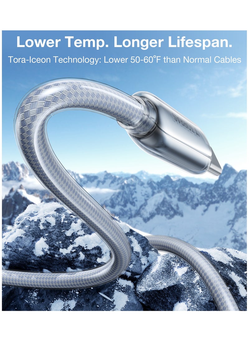 TORRAS USB-C To USB-C Cable 60W (2m), Mil-Grade Tested USB-C Charger Cable Fast Charge for iPhone 16/Plus/Pro/Pro Max, iPhone15/Plus/Pro/Pro Max, Samsung S25/S24/23, MacBook Air Pro 2020, iPad Pro/Air/Mini (Pearl White)  - Image 3