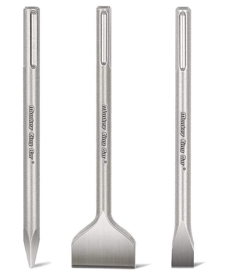 Monkey King Bar MonkeyKingBar -Sds Max Bits 12INCH -Sds Max Chisel Bit- 3pcs Rotary Hammer Drill Chisel Bits Set for Drilling -Point/Flat/Scaling - Image 1