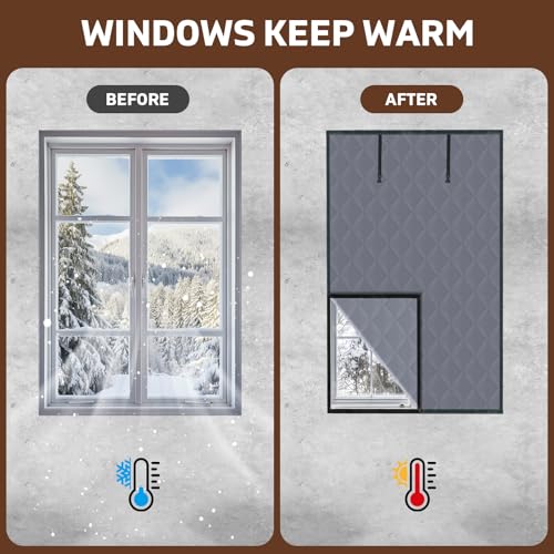 Precizex Winter Window Insulation 3 Layer 24" x 36" Thermal Insulated Window Cover Oxford Blanket with Fastener Gray Window Cover for Winter Keeping Warm Ideal Insulation Kit for Winter Window Protection - Image 4