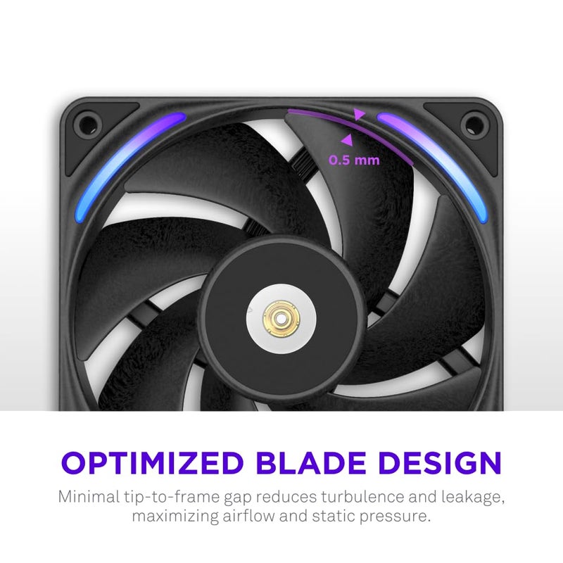 NZXT F360X Performance Single-Frame Fan - 3X 120mm PWM RGB PC Case Fans - Max Airflow & Static Pressure - Low Noise - LCP Frame & Blades - Magnetic Fluid Dynamic Bearing - 30mm Thick - Black - Image 3