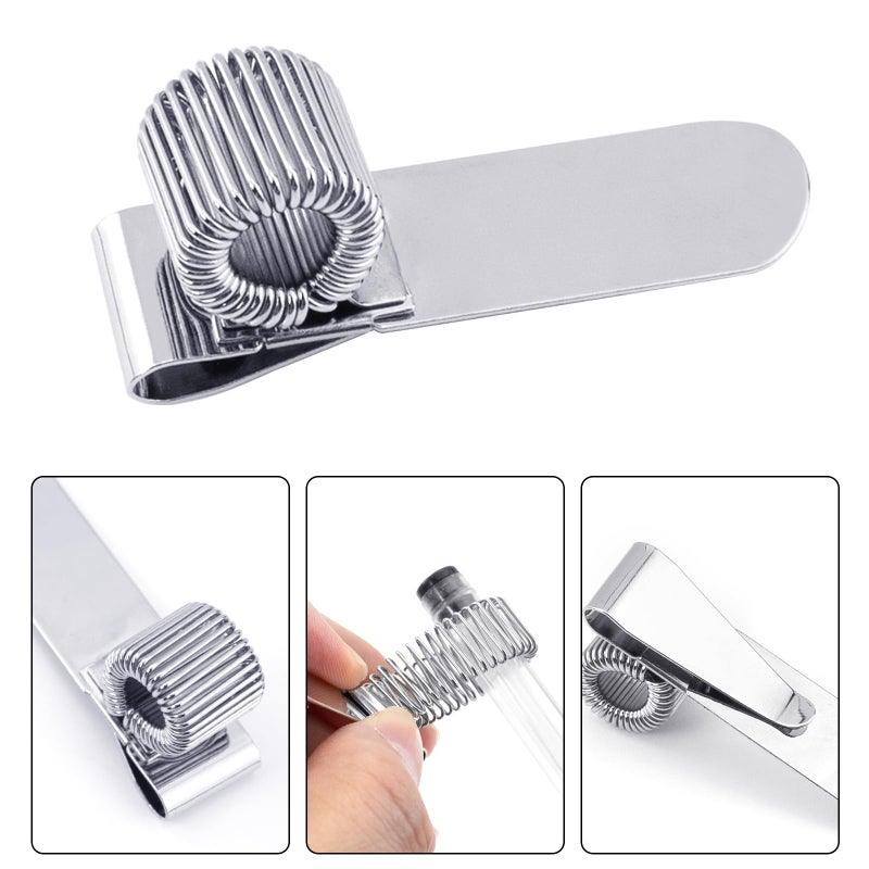 Quacc 3 PCS Metal Pen Holder Adjustable Single Spring Loop Pen Holder Clip for Notebook and Clipboard - Image 3