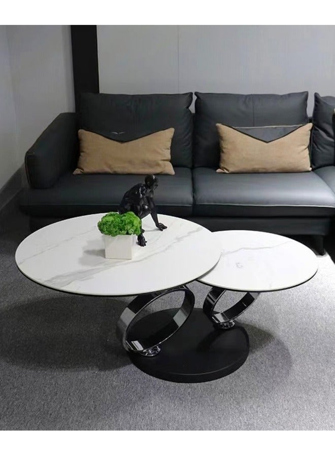 fashionhome 1-Piece Multipurpose Rotatable Shelves Coffee Table Strong Ring Shape Base Metal Side Table Adjustable Position Center Table Serving Table for Living Room 135x43 cm (Fully Assembled) - Image 3