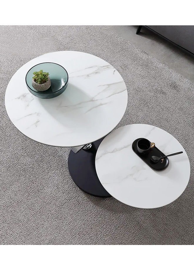 fashionhome 1-Piece Multipurpose Rotatable Shelves Coffee Table Strong Ring Shape Base Metal Side Table Adjustable Position Center Table Serving Table for Living Room 135x43 cm (Fully Assembled) - Image 4