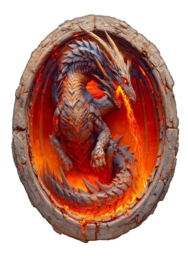 Purdicra Wooden Jigsaw Puzzles, Elements Fire Dragon Wooden Puzzles for Adults with Unique Shape, Adult Jigsaw Puzzle, Birthday Gifts for Adults, 11.4"x11.4"-200pcs - Image 1