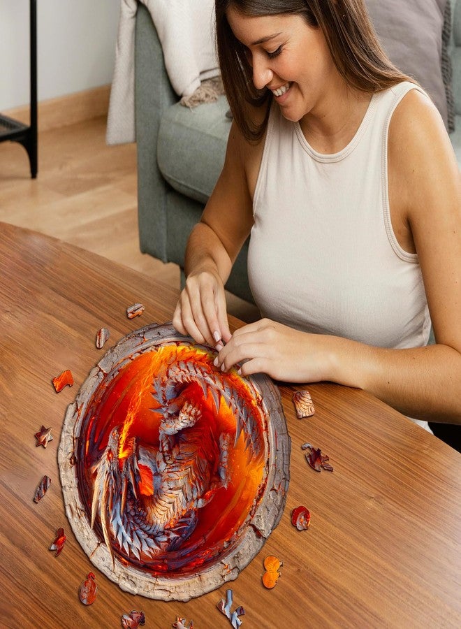Purdicra Wooden Jigsaw Puzzles, Elements Fire Dragon Wooden Puzzles for Adults with Unique Shape, Adult Jigsaw Puzzle, Birthday Gifts for Adults, 11.4"x11.4"-200pcs - Image 5
