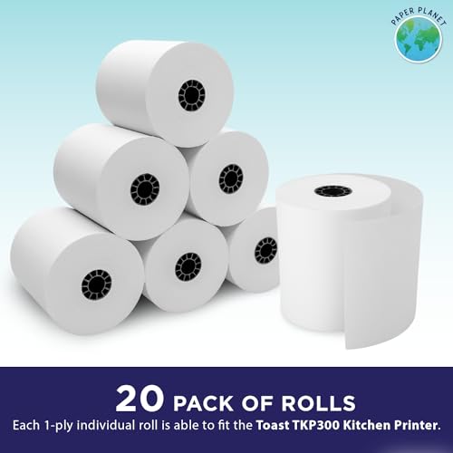 PaperPlanet 1-Ply White Bond Paper for Toast Kitchen Printer by Paper Planet | 20 Rolls | Compatible with TKP300 SNBC BTP-M300 - Image 2