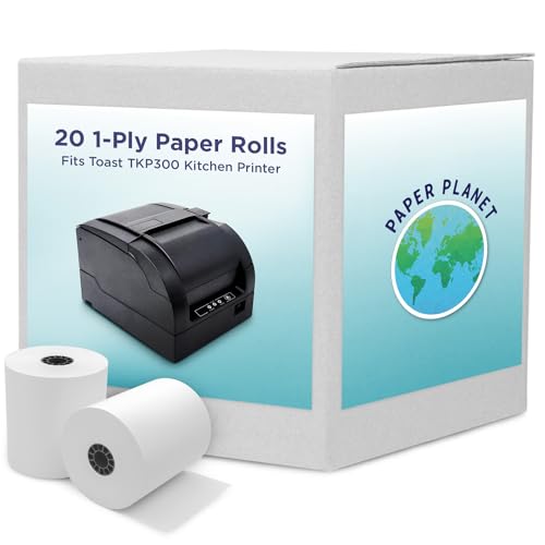 PaperPlanet 1-Ply White Bond Paper for Toast Kitchen Printer by Paper Planet | 20 Rolls | Compatible with TKP300 SNBC BTP-M300 - Image 1
