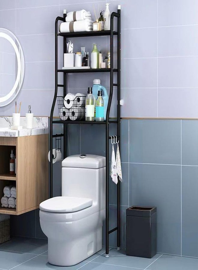 Curtainboro Over The Toilet Storage, 3-Tier Over Toilet Organizer Shelf, Space Saver Metal Bathroom Shelves with Paper Holder and Hooks, Bathroom Stand Organizer Space Saver - Image 1