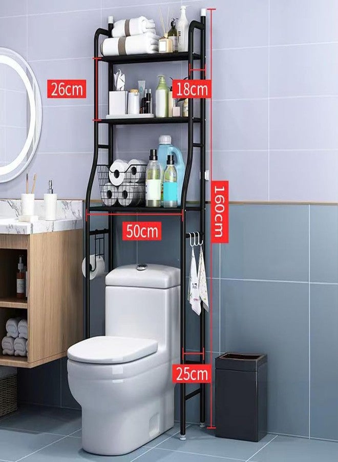Curtainboro Over The Toilet Storage, 3-Tier Over Toilet Organizer Shelf, Space Saver Metal Bathroom Shelves with Paper Holder and Hooks, Bathroom Stand Organizer Space Saver - Image 2