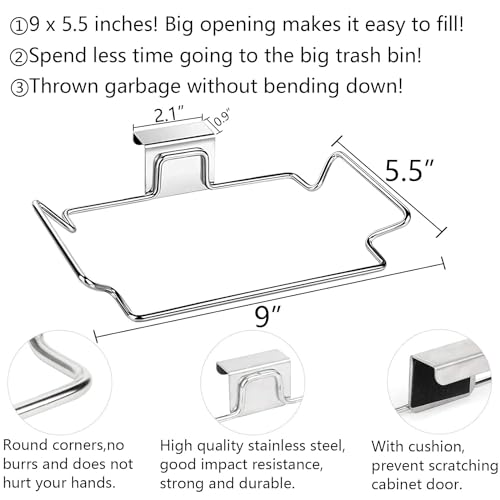 KolorFish Stainless Steel Trash Holder for Kitchen Cabinets, Doors and Cupboards - Under Sink Garbage Rack (Silver) - Image 3
