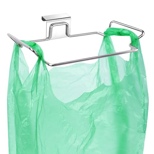 KolorFish Stainless Steel Trash Holder for Kitchen Cabinets, Doors and Cupboards - Under Sink Garbage Rack (Silver) - Image 1