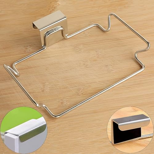 KolorFish Stainless Steel Trash Holder for Kitchen Cabinets, Doors and Cupboards - Under Sink Garbage Rack (Silver) - Image 4