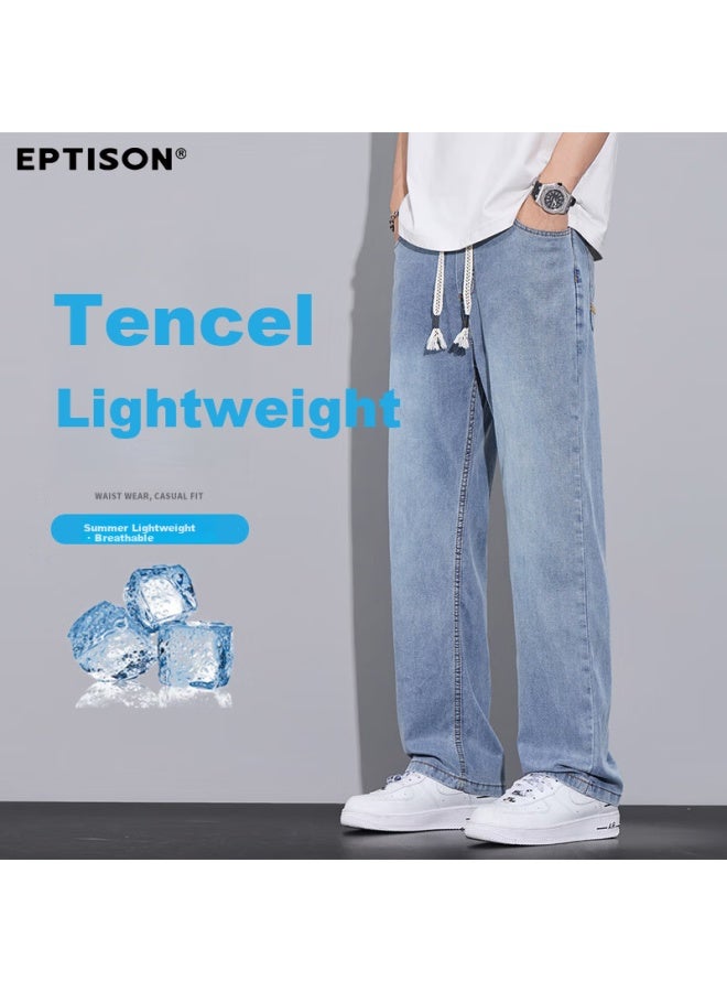 EPTISON Yipintiancheng Tencel Men's Jeans Summer Thin Comfortable Breathable Casual Draped Stylish Versatile Straight-leg Jeans For Men - Image 1