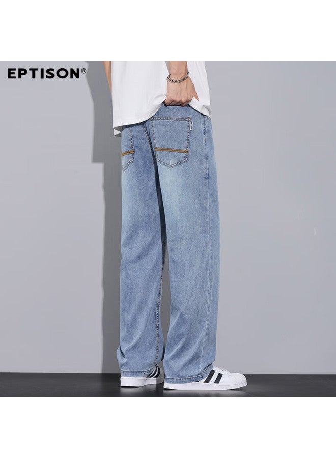 EPTISON Yipintiancheng Tencel Men's Jeans Summer Thin Comfortable Breathable Casual Draped Stylish Versatile Straight-leg Jeans For Men - Image 5