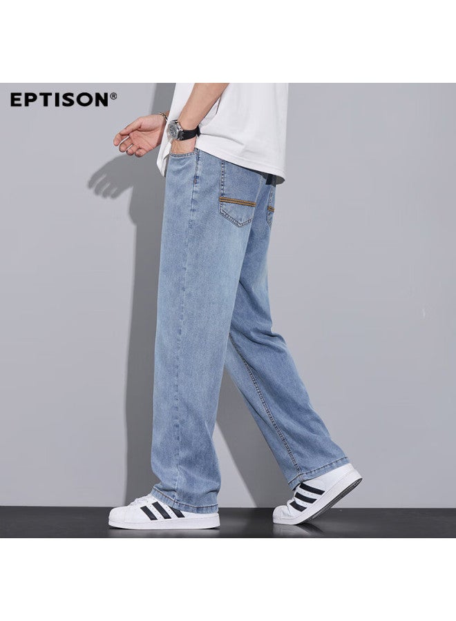 EPTISON Yipintiancheng Tencel Men's Jeans Summer Thin Comfortable Breathable Casual Draped Stylish Versatile Straight-leg Jeans For Men - Image 3