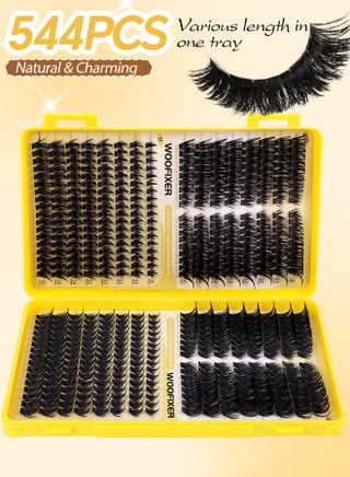 544 Pcs Lash Clusters, Lash Adhesive Glue & Lash Tweezer Set Eyelash Extensions Wispy False Eyelashes Lash Clusters DIY Eyelash Extensions Individual False Eyelashes for Women D-Curl Perfection for Your Eyes! - view 2