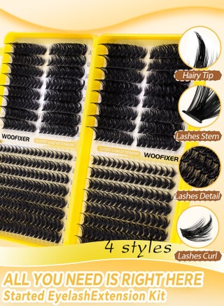 544 Pcs Lash Clusters, Lash Adhesive Glue & Lash Tweezer Set Eyelash Extensions Wispy False Eyelashes Lash Clusters DIY Eyelash Extensions Individual False Eyelashes for Women D-Curl Perfection for Your Eyes! - view 3