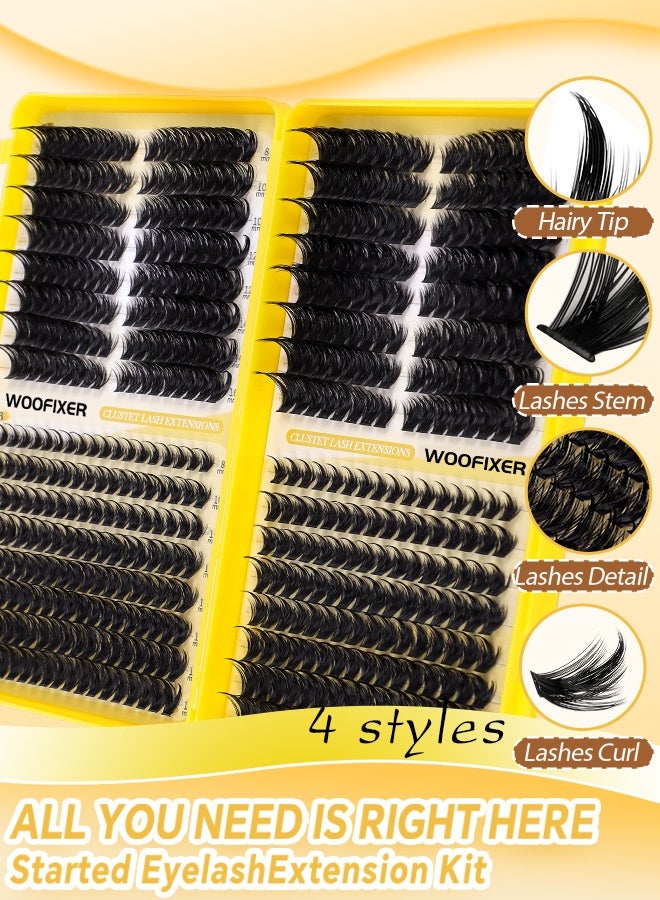 Woofixer 544 Pcs Lash Clusters, Lash Adhesive Glue & Lash Tweezer Set Eyelash Extensions Wispy False Eyelashes Lash Clusters DIY Eyelash Extensions Individual False Eyelashes for Women D-Curl Perfection for Your Eyes! - Image 3