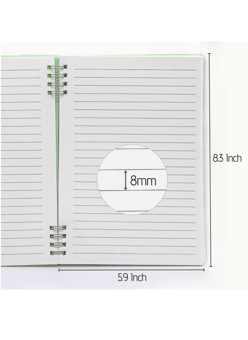 Excefore - 4 Pieces Spiral Notebook Wide Ruled A5 Notebooks Journal Memo Planner with Thick Plastic Hardcover 8.3 x 5.9 Inch - Image 1