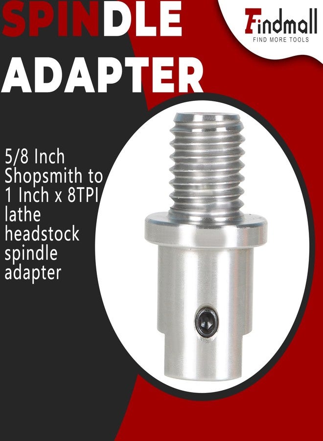 findmall Lathe Headstock Spindle Adapter Converts 5/8 Inch to 1 Inch x 8TPI for Woodworking Lathe - Image 2
