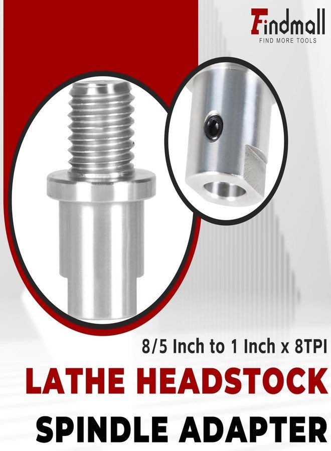 findmall Lathe Headstock Spindle Adapter Converts 5/8 Inch to 1 Inch x 8TPI for Woodworking Lathe - Image 3