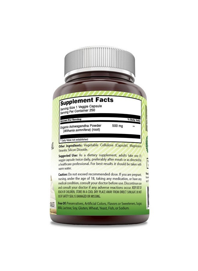 Amazing India Natural Ashwagandha | 500 Mg Per Serving | Veggie Capsules | Non-GMO | Gluten Free | Made in USA (250) - Image 2