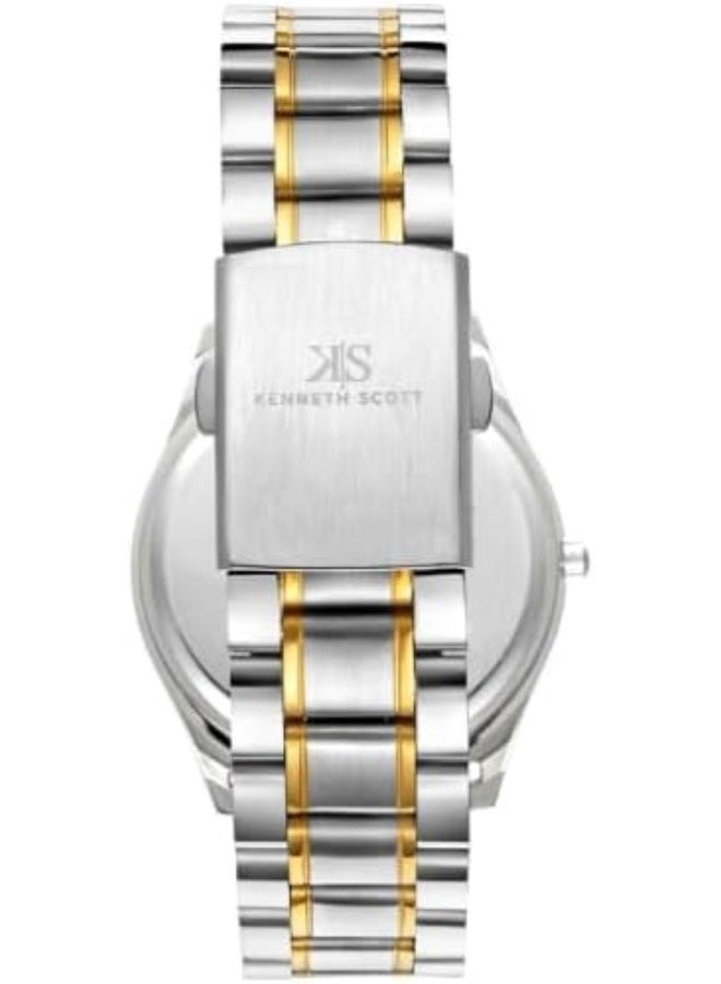 KENNETH SCOTT Men's Watch, Analog Display and Steel Strap - K23052-TBTW, Gold - Image 3