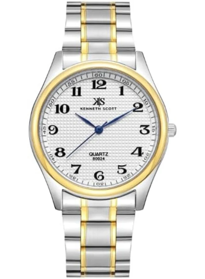 KENNETH SCOTT Men's Watch, Analog Display and Steel Strap - K23052-TBTW, Gold