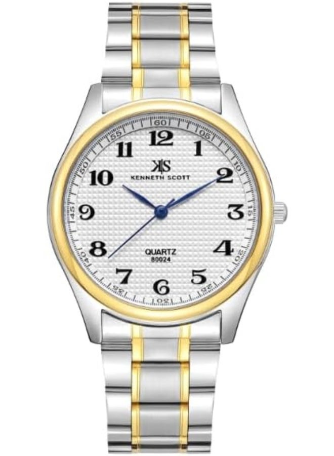 KENNETH SCOTT Men's Watch, Analog Display and Steel Strap - K23052-TBTW, Gold - Image 1