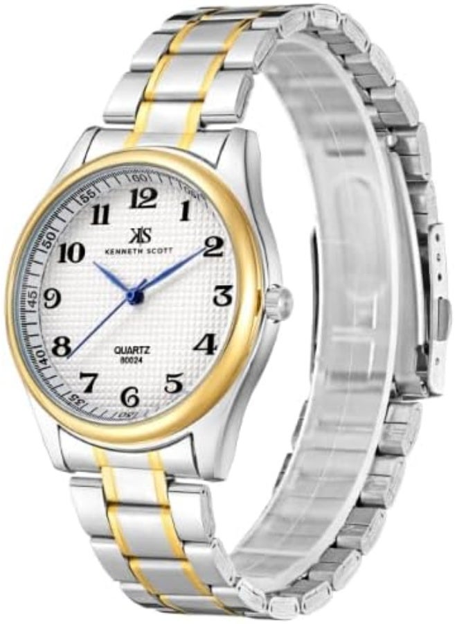 KENNETH SCOTT Men's Watch, Analog Display and Steel Strap - K23052-TBTW, Gold - Image 2