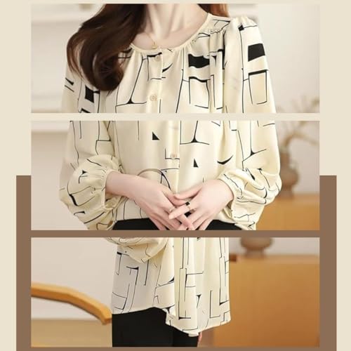 TOPLOT Women's Shirt Top | Elegant Floral and Artistic Prints for a Stylish Look | Long Puffed Sleeves for a Trendy Touch | Stylish Available in Pack of 2 (5233_2XL_Cream) - Image 4