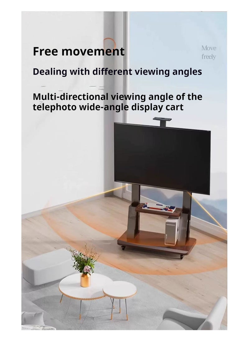 BESSGROUP Movable TV Stand with Wheels for 32–80 Inch Flat/Curved LED/LCD/OLED TVs Portable Floor Stand with Shelf Height Adjustable Holds up to 80 kg - Image 4
