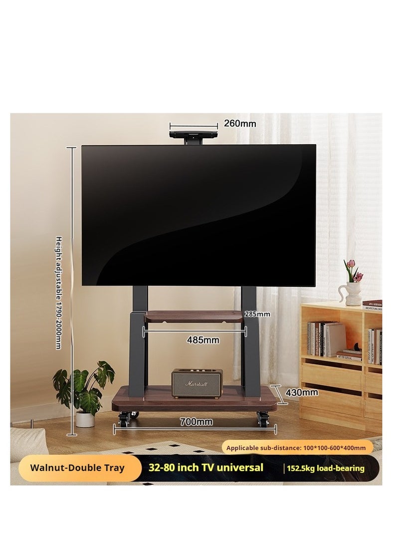 BESSGROUP Movable TV Stand with Wheels for 32–80 Inch Flat/Curved LED/LCD/OLED TVs Portable Floor Stand with Shelf Height Adjustable Holds up to 80 kg - Image 3
