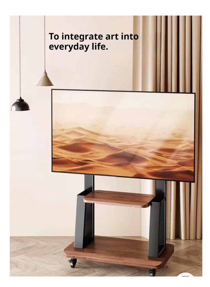 BESSGROUP Movable TV Stand with Wheels for 32–80 Inch Flat/Curved LED/LCD/OLED TVs Portable Floor Stand with Shelf Height Adjustable Holds up to 80 kg - Image 1