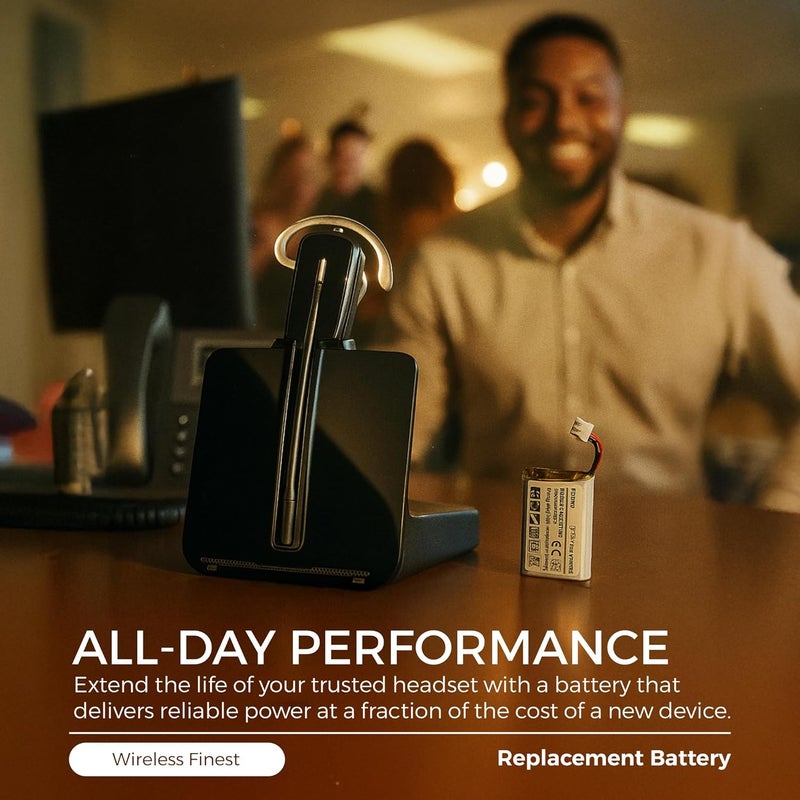 WirelessFinest بطارية بديلة لسماعة بلانترونيكس CS540 C054 اللاسلكية سماعات الرأس إصلاح لـ 86180-01، PL-86180-01 و 84479-01، بطارية قابلة للشحن من نوع لي-بوليمر، LI-POL، 140mA - Image 3