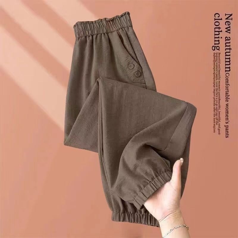 Women's Ice Silk Harem Pants - High Waist Loose Casual Tapered - Image 3